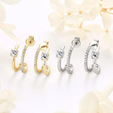 NEW Moissanite Diamonds Piercing Stud Earrings Silver Double Side Hoop Illusion Earrings for Women Fine Jewellery
