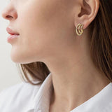 New Geometric Triple Hoops Moissanite Diamonds Stud Earrings, Silver Illusion Piercing Earrings Fine Jewellery - The Jewellery Supermarket