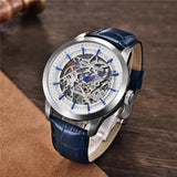 Popular Top Luxury Brand Leather Skeleton Hollow Clock Waterproof Men's Automatic Business Mechanical Watch