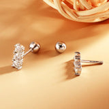 Elegant 6 Stones D Colour Moissanite Diamonds Screwback Earrings - Silver Earrings Plated in Pt950 Fine Jewellery - The Jewellery Supermarket