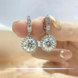 Original Drop Earrings with Gra Certified 3 carat Moissanite Diamonds Hoop - Sterling Silver Earrings Fine Jewellery