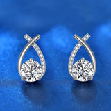 New Arrival 0.5ct Moissanite Diamonds Drop Fishtail Cross Piercing Silver Stud Earrings, Trendy Women's Jewellery - The Jewellery Supermarket