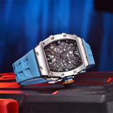 Popular Top Luxury Brand VH65 Movt Skeleton Dial 100M Waterproof Sport Rectangle Sapphire Glass Men's Quartz Watches