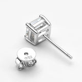 Attractive Real D Colour 6*6mm 1 Carat Asscher Moissanite Diamonds Stud Earrings,Sterling Silver Square Fine Jewellery - The Jewellery Supermarket