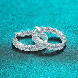 18KGP Total 2.6CT Full Moissanite Diamonds Hoop Earring for Women - Sparkling Silver Earrings for All Occasions