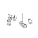 Elegant 6 Stones D Colour Moissanite Diamonds Screwback Earrings - Silver Earrings Plated in Pt950 Fine Jewellery - The Jewellery Supermarket