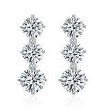 Excellent Round Cut Total 3.6ct D Colour All Moissanite Diamonds Drop Earrings for Women - Silver Fine Jewellery