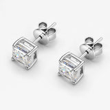 Attractive Real D Colour 6*6mm 1 Carat Asscher Moissanite Diamonds Stud Earrings,Sterling Silver Square Fine Jewellery - The Jewellery Supermarket