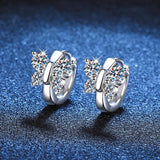 Wonderful 1.6CTTW Full Real Moissanite Diamonds Butterfly Hoop Earrings Silver Fine Jewellery for Special Occasions