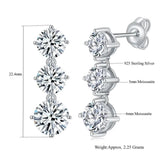 Excellent Round Cut Total 3.6ct D Colour All Moissanite Diamonds Drop Earrings for Women - Silver Fine Jewellery - The Jewellery Supermarket
