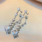 Admirable 3CT Pair D Colour VVS1 Moissanite Diamonds Dangle Earrings For Women - Long Tassel Silver Fine Jewellery - The Jewellery Supermarket