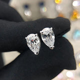 Impressive 1-4carat Pear Cut Moissanite Diamonds Stud Earrings with GRA Certificates - Silver Waterdrop Fine Jewellery - The Jewellery Supermarket