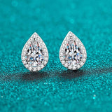 Water Drop White Gold Plated Pear Cut 2ct Moissanite Diamonds Stud Earrings for Women - Sparkling Fine Jewellery - The Jewellery Supermarket