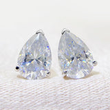 Wonderful 1ct-4ct Pear Cut Moissanite Stud Earrings With Certificate, Sterling Silver Classic Wedding Fine Jewellery - The Jewellery Supermarket