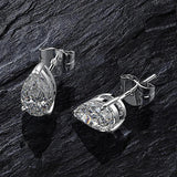 Impressive 1-4carat Pear Cut Moissanite Diamonds Stud Earrings with GRA Certificates - Silver Waterdrop Fine Jewellery