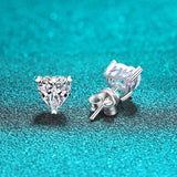Stunning 1ct Heart Cut Moissanite Diamonds Stud Earrings for Women White Gold Plated Silver Luxury Quality Jewellery - The Jewellery Supermarket