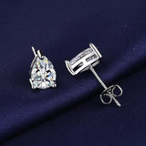 Impressive 1-4carat Pear Cut Moissanite Diamonds Stud Earrings with GRA Certificates - Silver Waterdrop Fine Jewellery - The Jewellery Supermarket