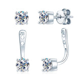 Front Back Double Sided 5MM Moissanite Diamonds Stud Earring For Women - 2 in 1 Pierced Earrings Fine Jewellery - The Jewellery Supermarket