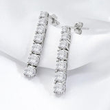 Elegant D Colour Full Moissanite Diamonds Drop Earrings for Women - Silver Long Tassel Fine Jewellery Earrings