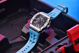 Popular Top Luxury Brand VH65 Movt Skeleton Dial 100M Waterproof Sport Rectangle Sapphire Glass Men's Quartz Watches - The Jewellery Supermarket