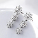 New D Colour Round Cut 5.8cttw Full Sunflower Moissanite Diamonds Drop Earrings for Women - Fine Jewellery