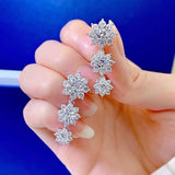 New D Colour Round Cut 5.8cttw Full Sunflower Moissanite Diamonds Drop Earrings for Women - Fine Jewellery - The Jewellery Supermarket