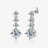Lovely VVS1 2.6cttw D Colour Moissanite Diamonds Drop Earrings, Silver Certified Dangle Hanging Earrings Fine Jewellery - The Jewellery Supermarket