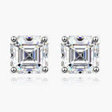 Attractive Real D Colour 6*6mm 1 Carat Asscher Moissanite Diamonds Stud Earrings,Sterling Silver Square Fine Jewellery