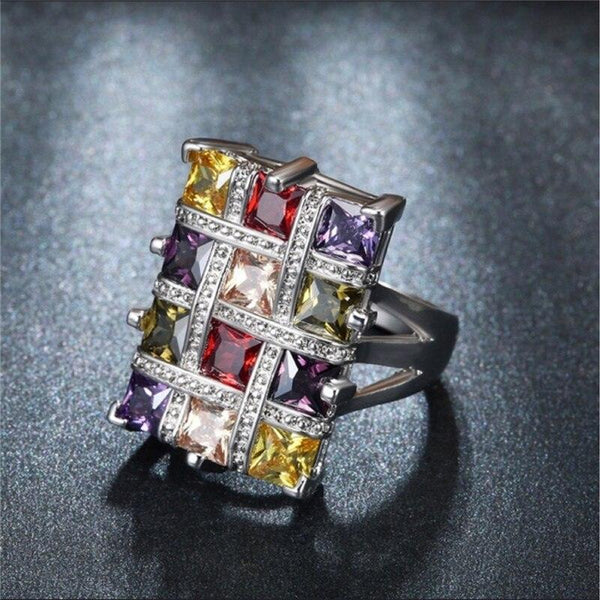 NEW VINTAGE RINGS Large Green Square Crystal Statement for Women