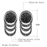 2021 Fashion Black Broken Stone Boho Tibetan Silver Ethnic Earrings - The Jewellery Supermarket