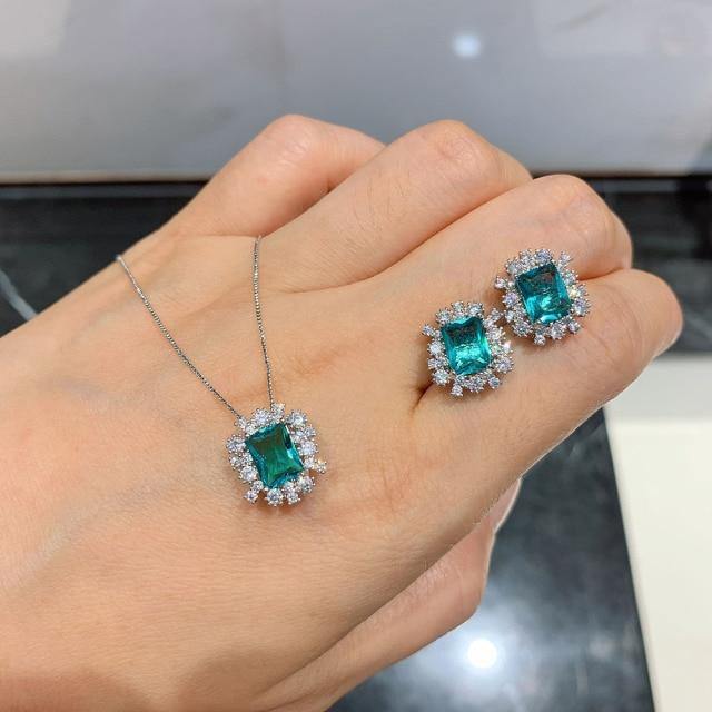 Trend Silver Lab Created Sapphire Aquamarine Stone Fine Jewelry