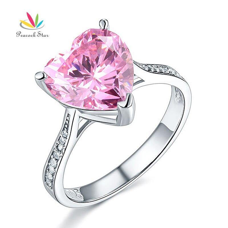 3.5 Ct Heart Fancy Pink Simulated Lab Diamond Silver Wedding Promise Engagement Ring - The Jewellery Supermarket