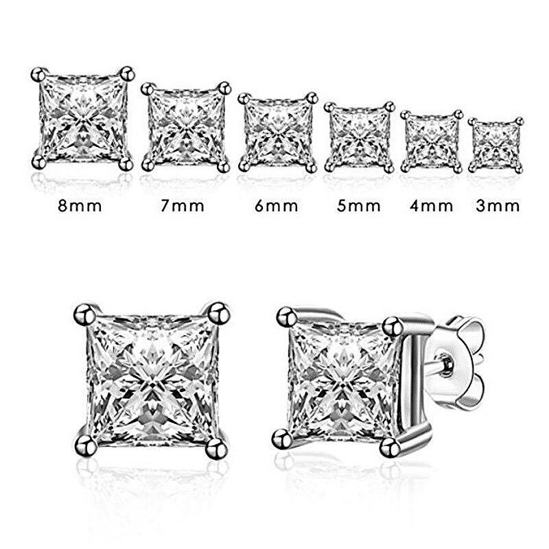 4-Claws Square Sona Diamond Silver Stud Earrings For Women - The Jewellery Supermarket