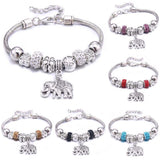 6-colors Crystal Beads Elephant beading Charm Bracelet & Bangles Jewelry