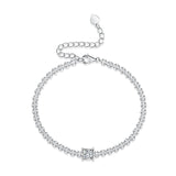 Real 18K Gold Plated 1 Carat Moissanite Diamonds Tennis Bracelets For Women - Silver Brace Lace Jewellery  - The Jewellery Supermarket