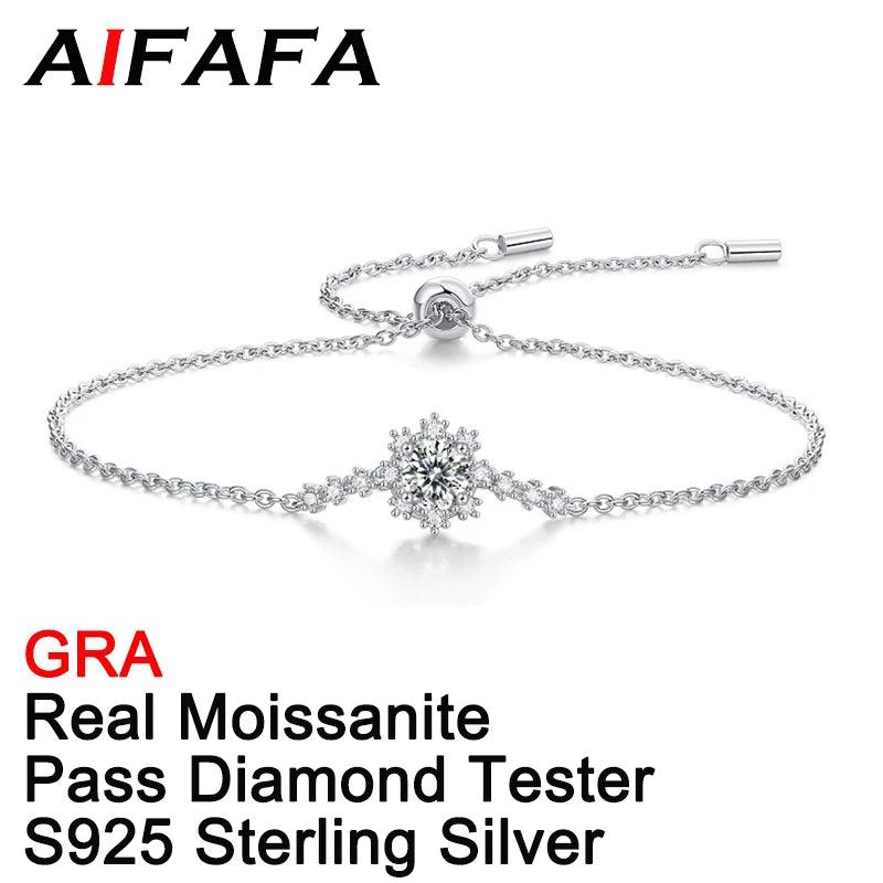 Amazing Snowflake 0.5 Carat Real Sparkling Moissanite Diamonds Charm Bracelet - Fine Silver Chain Jewellery - The Jewellery Supermarket