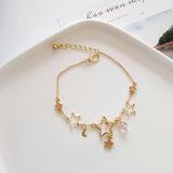 Simple Star Moon Zircon Pearl Charm Bracelets - Cute Elegant Exquisite Shiny Link Chain Bracelet Charm Jewellery - The Jewellery Supermarket