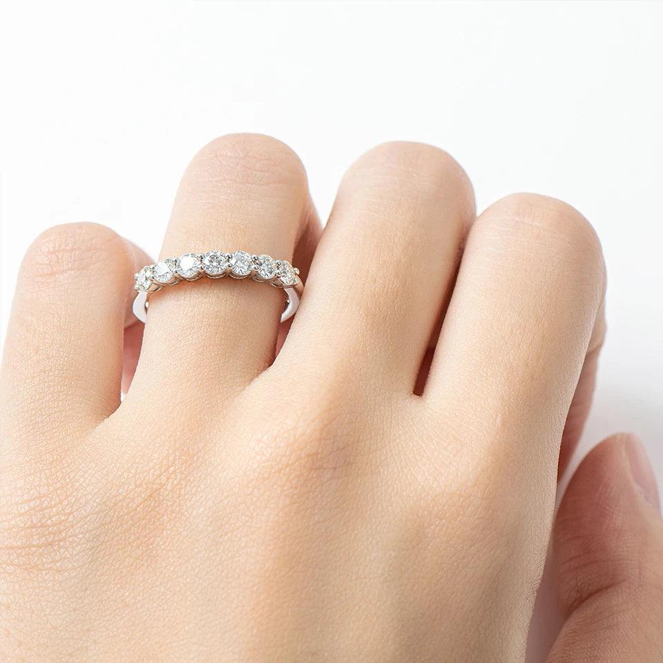Sparkling 7 Stone 3mm Moissanite Diamonds Eternity Rings for Women Silver Engagement Wedding Rings Fine Jewellery - The Jewellery Supermarket