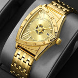 New Arrival Triangle Design Sports Quartz Watches - Golden Waterproof Stainless Steel Hipster Wrist Watches - The Jewellery Supermarket
