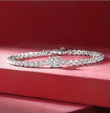 Real 18K Gold Plated 1 Carat Moissanite Diamonds Tennis Bracelets For Women - Silver Brace Lace Jewellery 