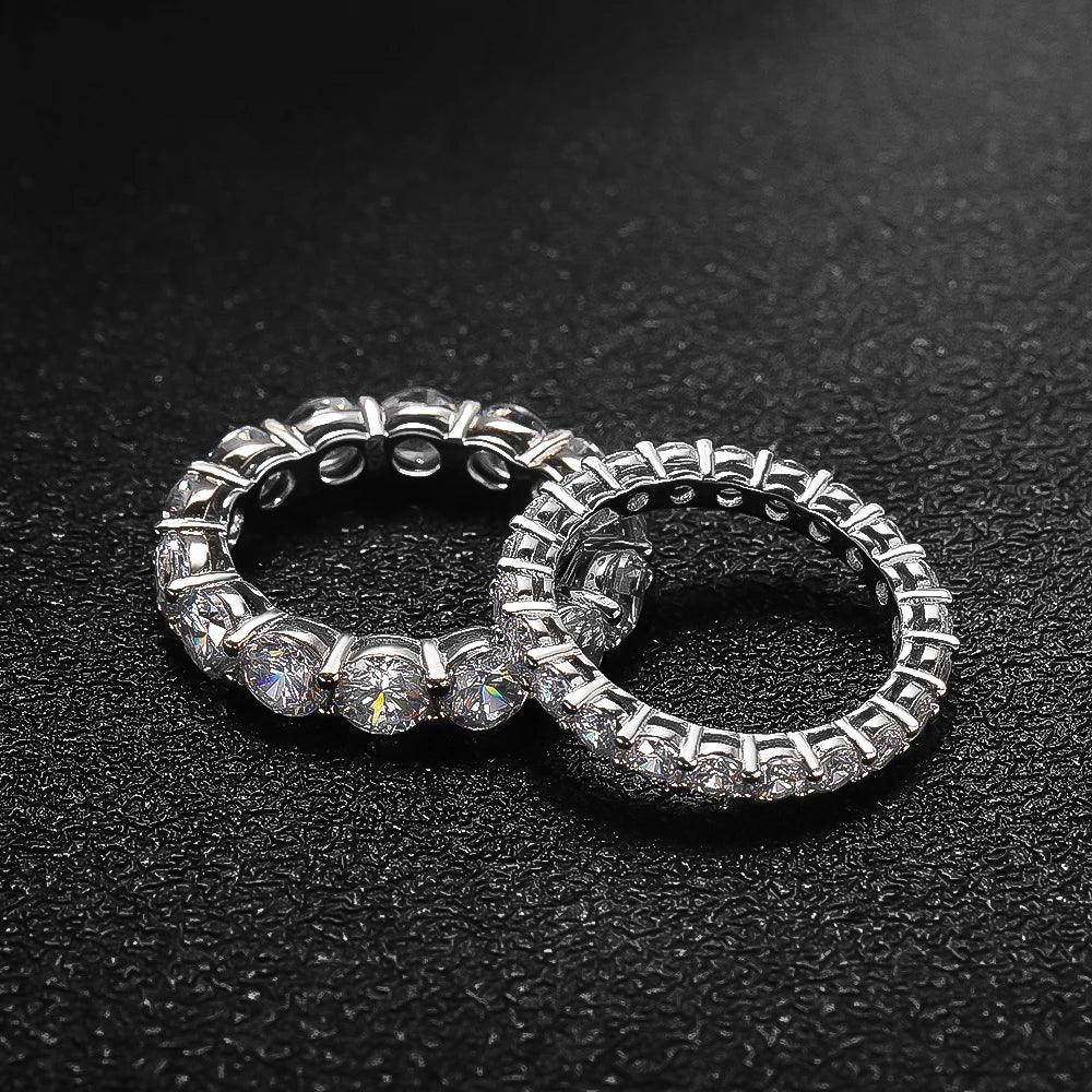 Captivating 18K WGP 7ct D Color Moissanite Diamonds Eternity Rings, 925 Silver Wedding Engagement Rings For Women - The Jewellery Supermarket