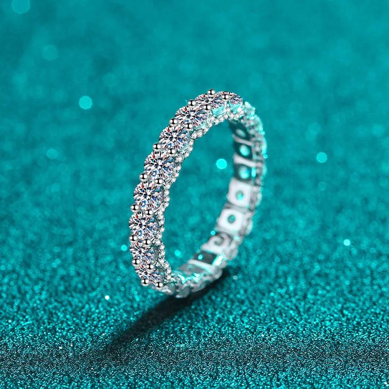 Gorgeous 18K White Gold Plated 2.5ct D Colour Moissanite Diamonds Eternity Rings, Wedding Engagement Jewellery - The Jewellery Supermarket