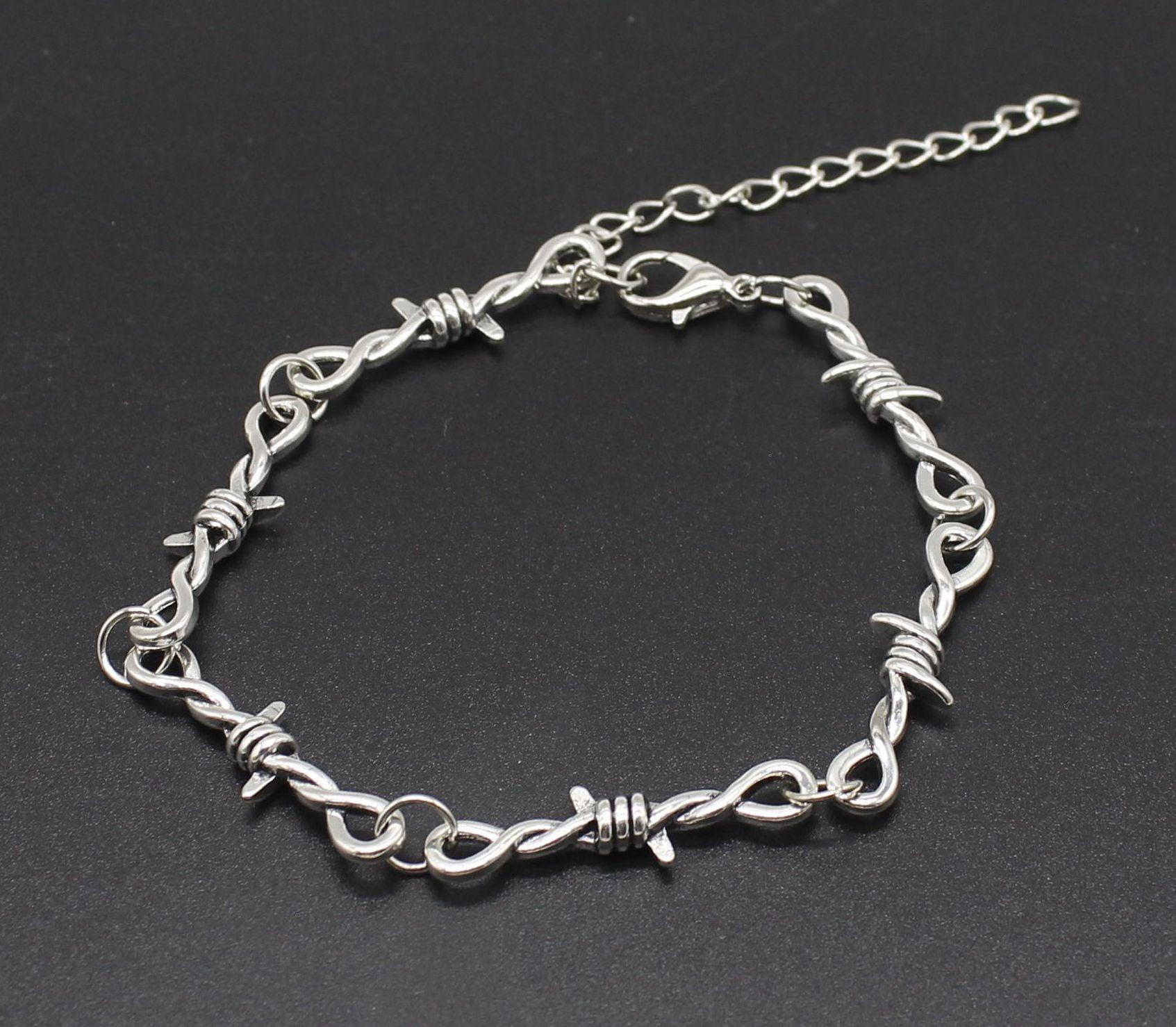 BRAMBLES Locking Barbed Chains, Bracelet / Anklet, Black Sterling