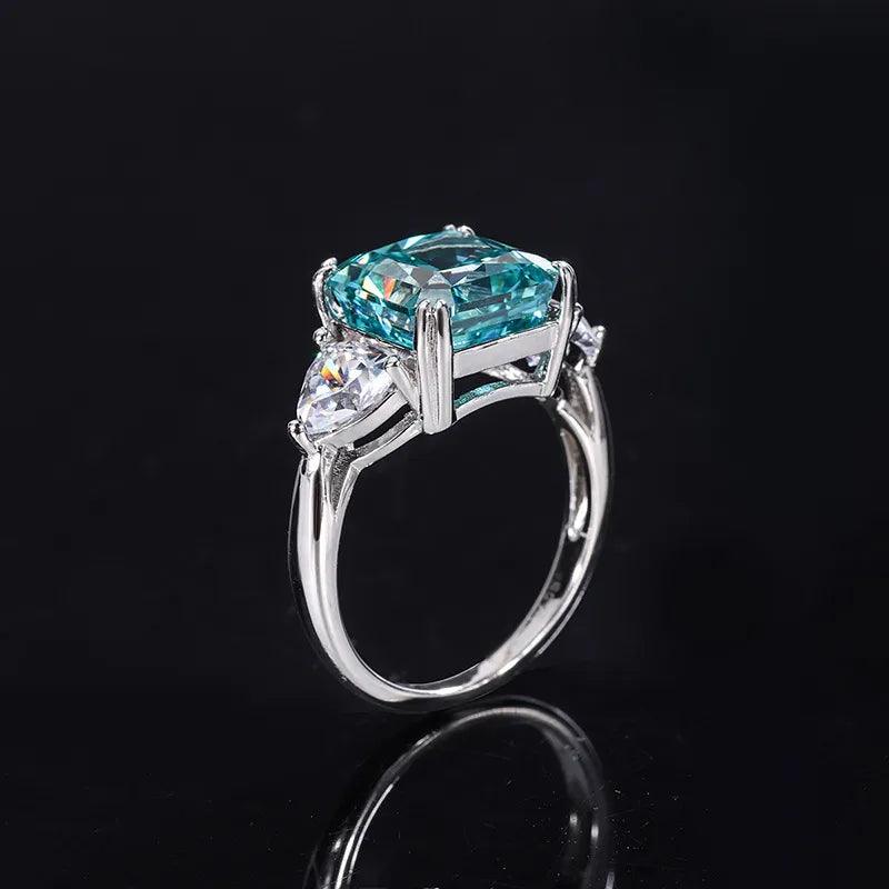 Fascinating Silver Mint Green AAAAA High Carbon Diamond Sparkling Wedding Party Fine Big Rings For Women - The Jewellery Supermarket