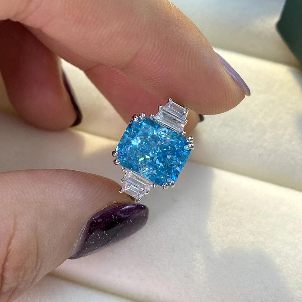 Terrific Blue Ice Cutting High Quality AAAAA High Carbon Diamonds Women's High Quality Fashion Fine Rings - The Jewellery Supermarket