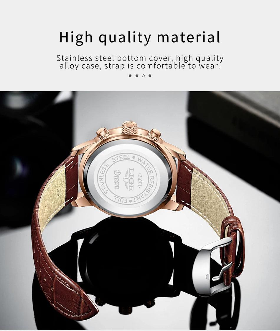 Top Brand Luxury Leather Strap Waterproof Sport Quartz Chronograph Business Wrist Watches for Men - The Jewellery Supermarket