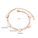 Double Link Chains Heart Charm Bracelets Bangles - Stainless Steel Women Bracelets Popular Jewellery - The Jewellery Supermarket