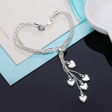 925 Sterling Silver Charm Bracelet Hook Five Heart -  Silver Charm Bracelets for Women High Quality Fine Jewellery - The Jewellery Supermarket