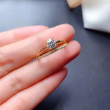 Charming 0.5 Carat Moissanite Diamond Solitaire Silver 14K Gold Plated Promise Engagement Rings Fine Jewellery - The Jewellery Supermarket