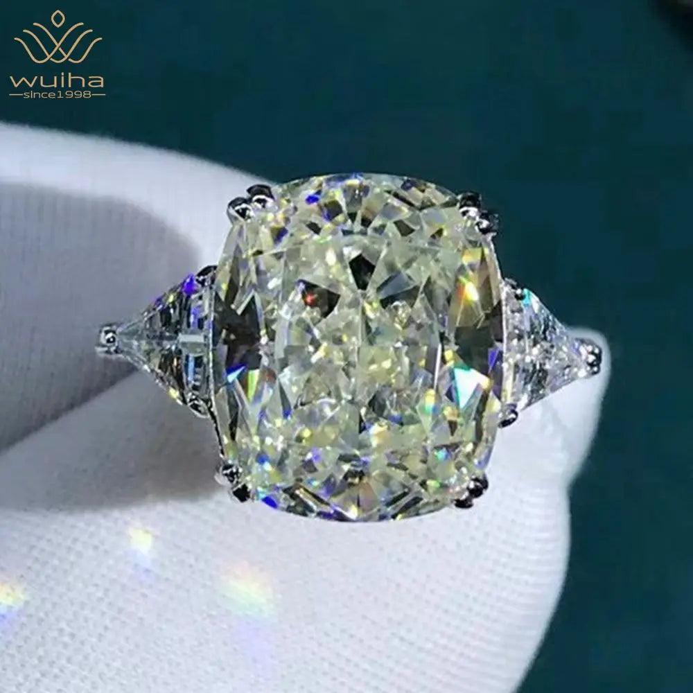 Luxury Silver 3EX Cushion Cut 5CT VVS Created Lab Diamond Big Rings. Wedding Engagement Fine Jewellery - The Jewellery Supermarket